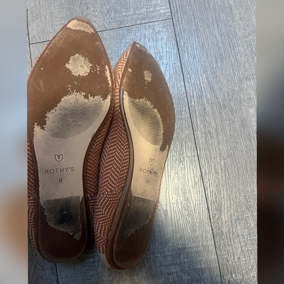 Rothys Authentic Retired Camel Herringbone Merino Wool Point Flats Size 9 - Picture 4 of 6